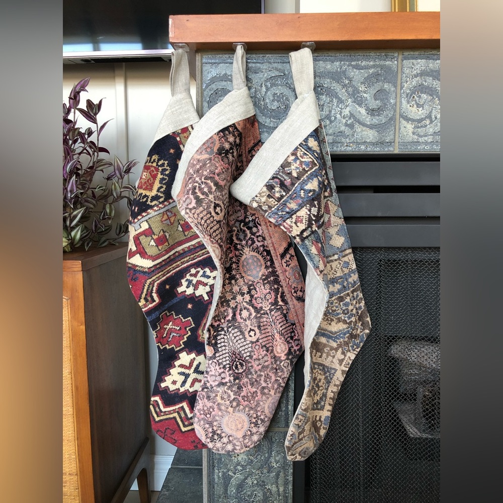 Beautiful antique rug print stockings